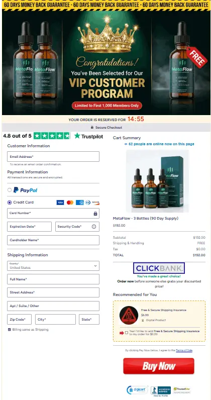 MetaFlow order page